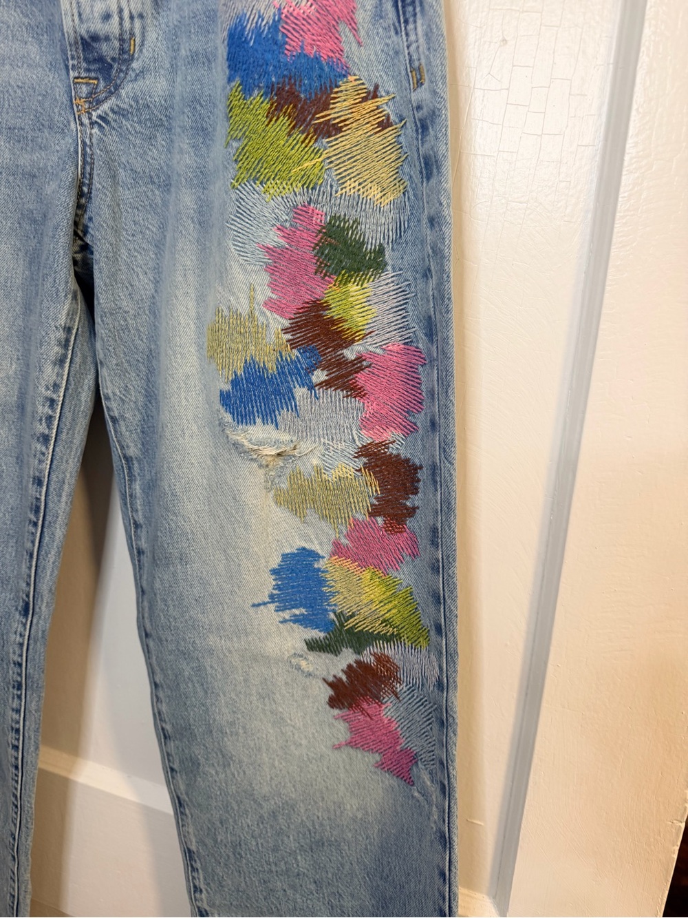 NWT retails 198 we the free embroidered wide leg denim - Picture 4 of 11